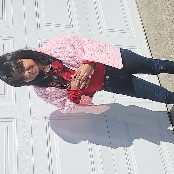 Hand Crafted handmade crochet shell stitch pink blanket gender reveal Vintage - Picture 5 of 17